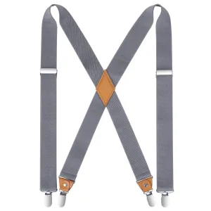 X-shaped Adjustable Suspender with 4 Clips - GREY