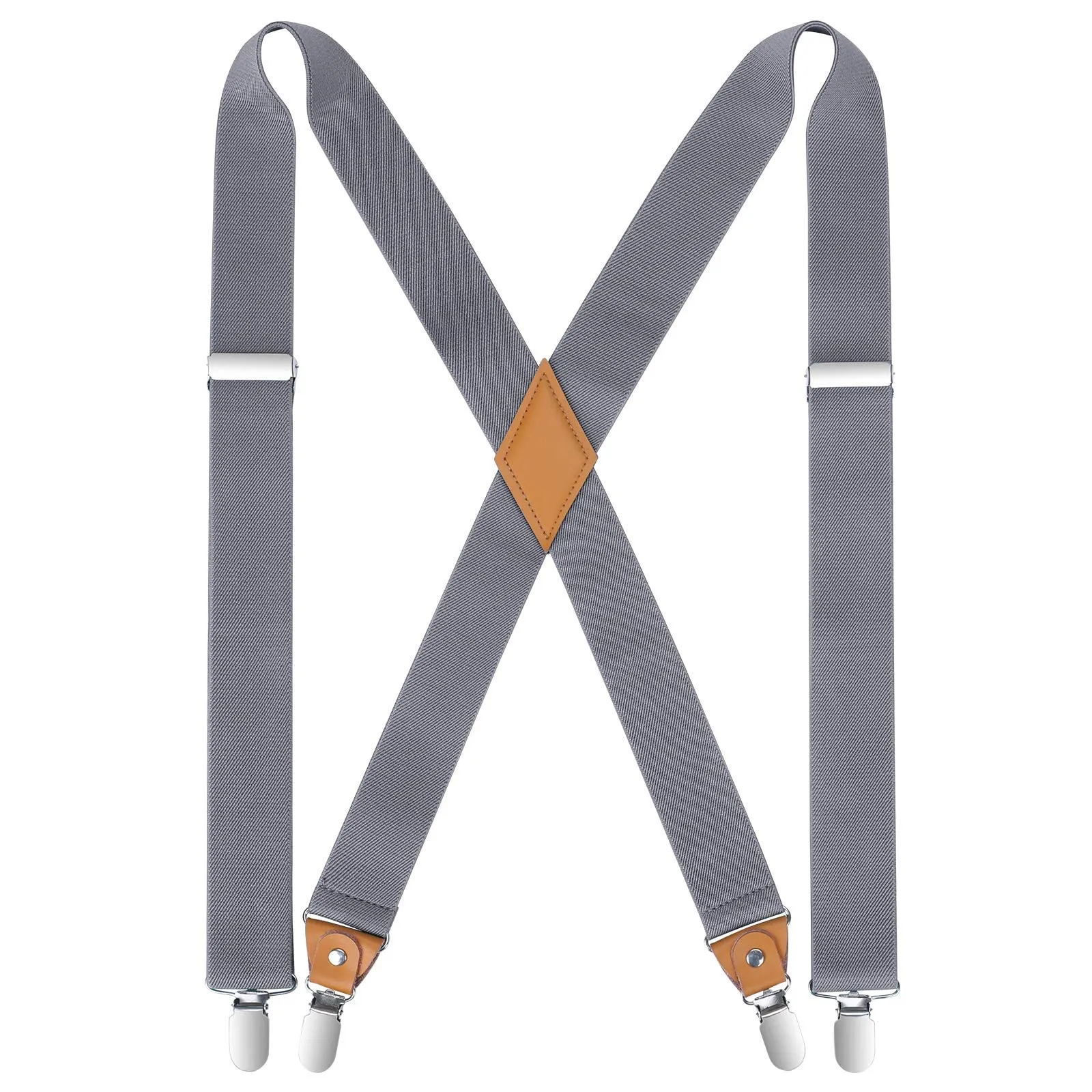 X-shaped Adjustable Suspender with 4 Clips - GREY