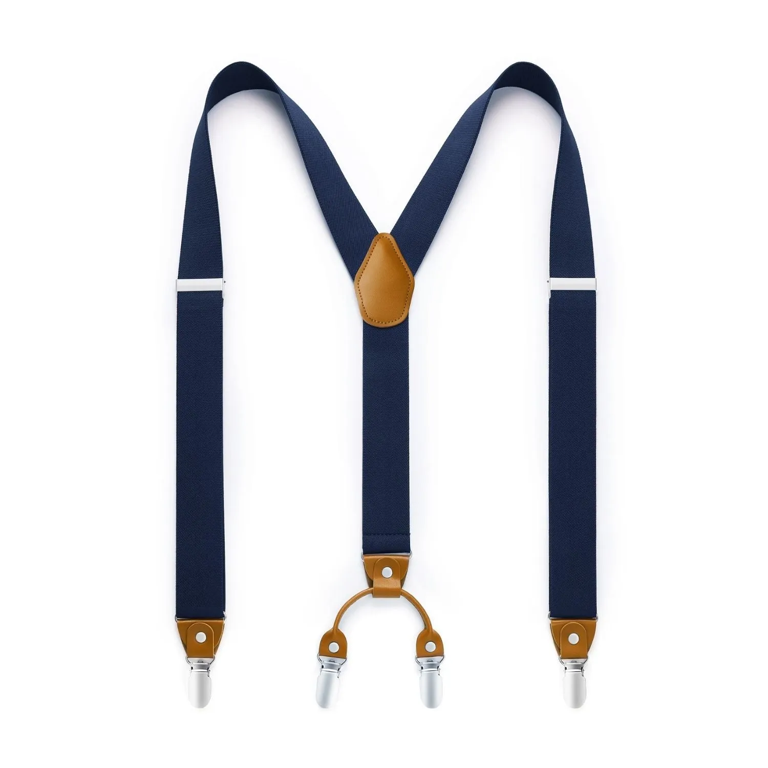 Y-shaped Adjustable Suspender with 4 Clips - Y-NAVY BLUE