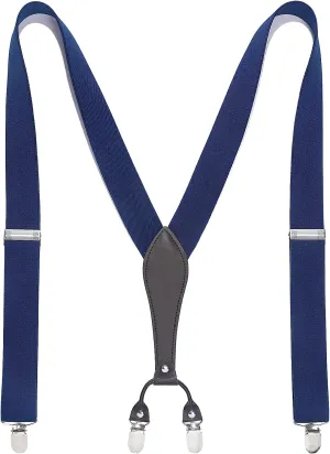 Y-shaped Adjustable Suspender with 6 Clips - 03 NAVY BLUE