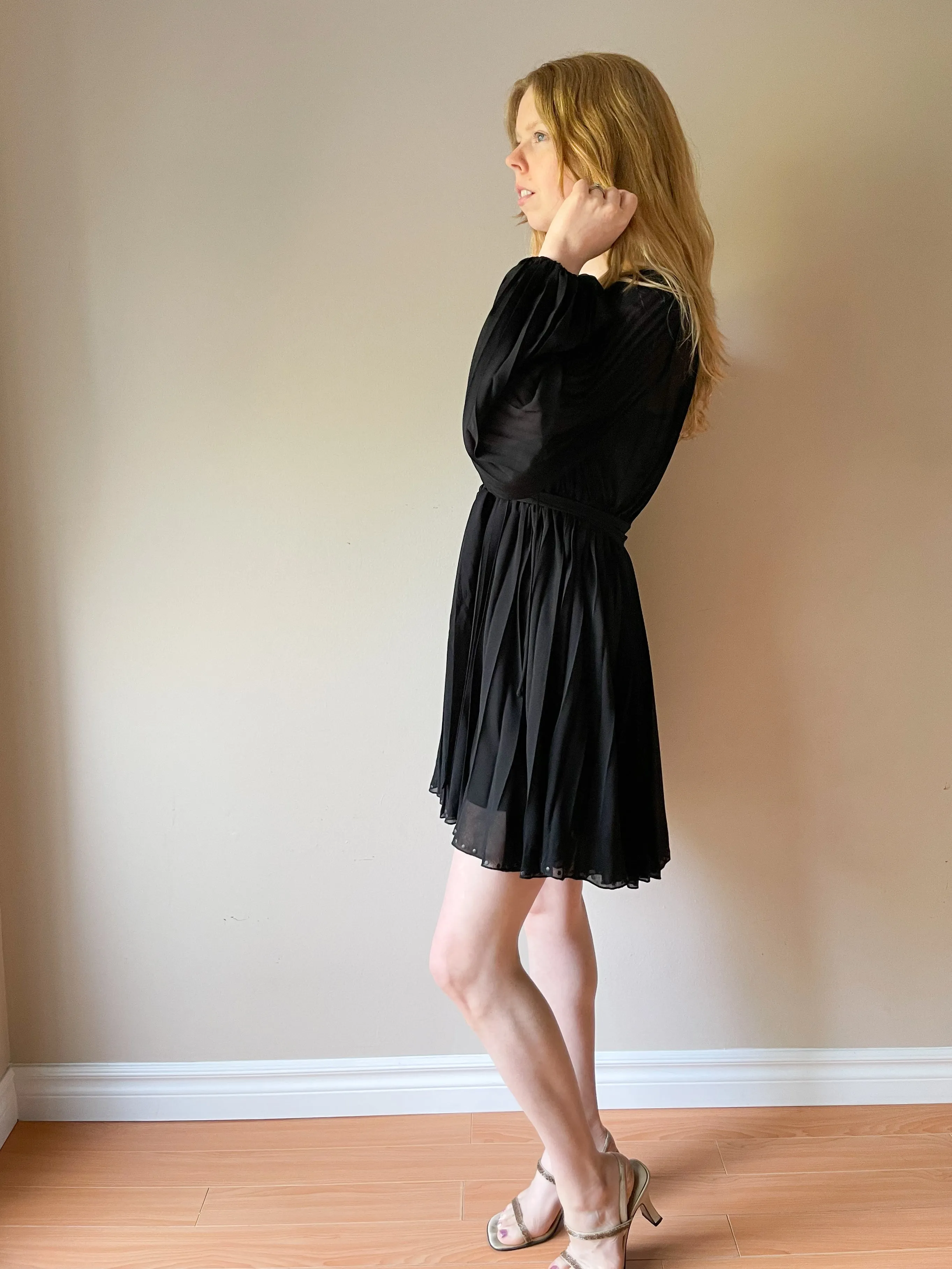 Zara Black Puff Sleeve Flowy Dress - Medium